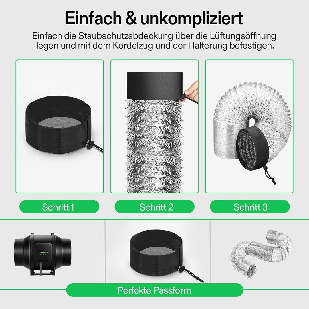 VIVOSUN 2 Stück Wachstumszelt-Entlüftungsabdeckung, 10,2 cm/15,2 cm/20,3 cm Kanalfilterabdeckung mit