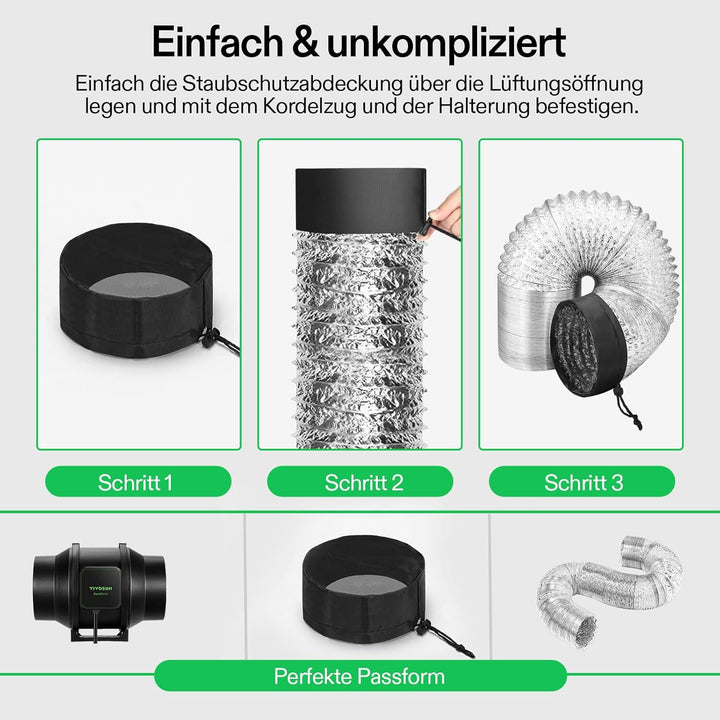 VIVOSUN 2 Stück Wachstumszelt-Entlüftungsabdeckung, 10,2 cm/15,2 cm/20,3 cm Kanalfilterabdeckung mit