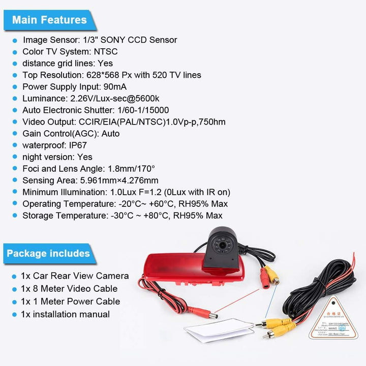 18mm Linse Top Qualität Auto Bremsleuchte Rückfahrkamera für FIAT talento Nissan NV300 Renault Trafi