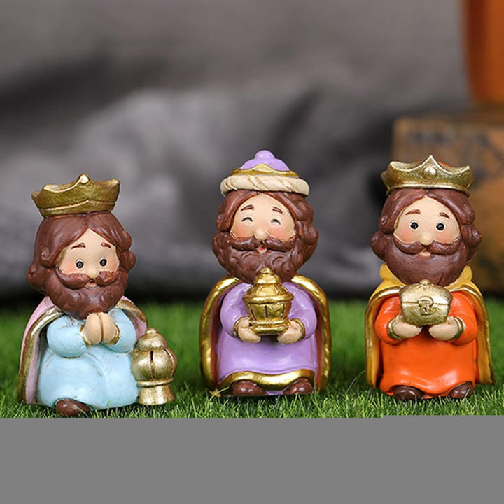 Krippenfiguren Set, Weihnachtskrippe Figuren Handbemalt, 10 Teilig Mit Maria Josef Jesus, Krippenzub
