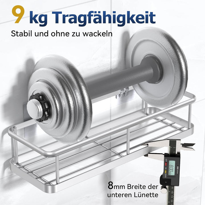 YASONIC Duschablage Ohne Bohren, 3 Stück Rostfreie Badezimmer Organizer, Schnelltrocknender Duschreg