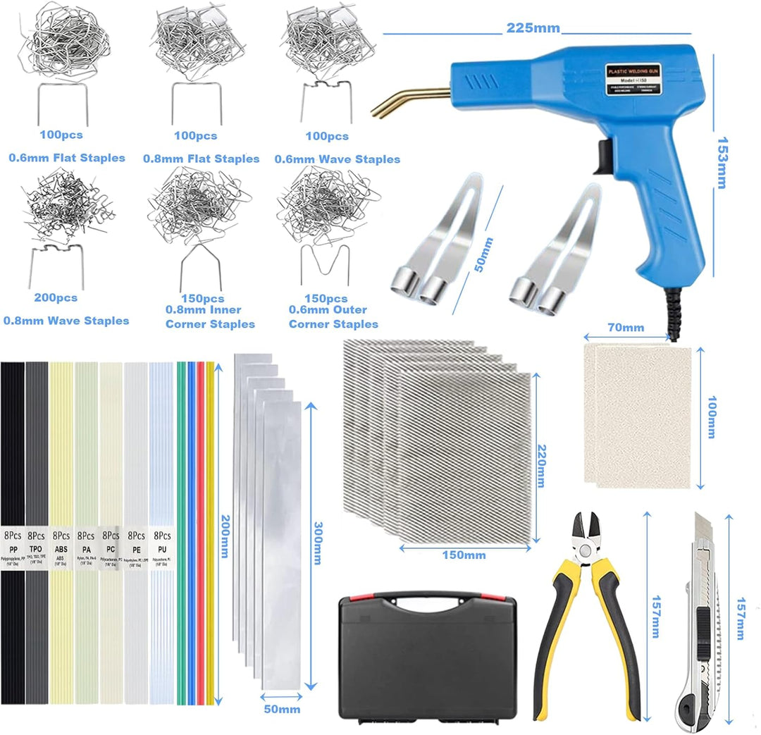 150W Kunststoff Schweissgerät, 2-in-1 kunststoff Schweissen Maschine mit 800PCS Schweissnägel (6-Mod