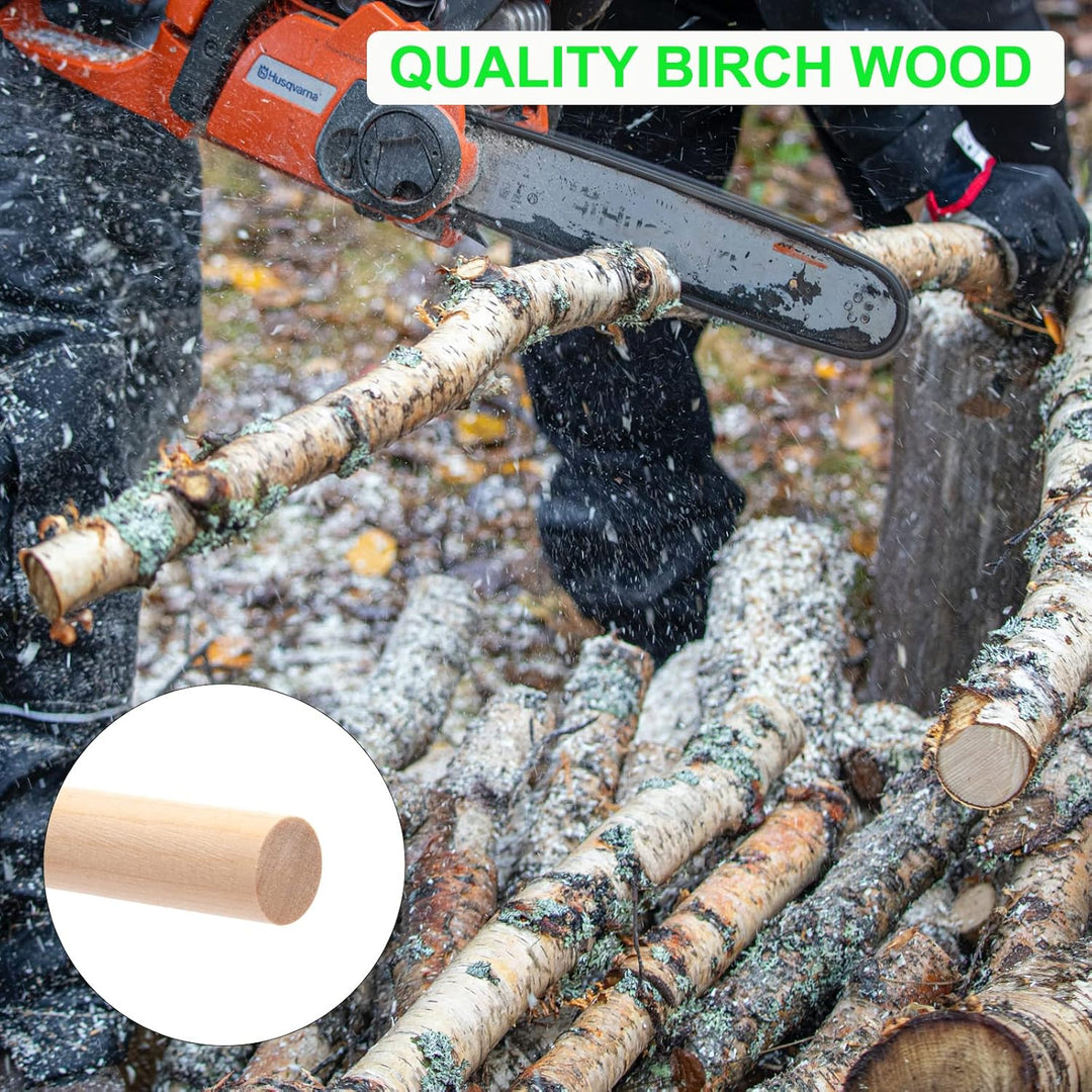Holzdübelstangen zum Basteln, 6 Stück, 1 x 12 runde Hartholzstäbe, dicke Makramee-Dübel, unlackiert,
