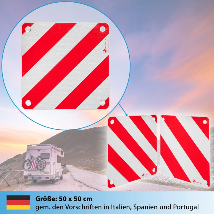 valonic Premium Warntafel - 3in1 für Italien, Spanien und Portugal - 50x50cm, reflektierend, für Woh