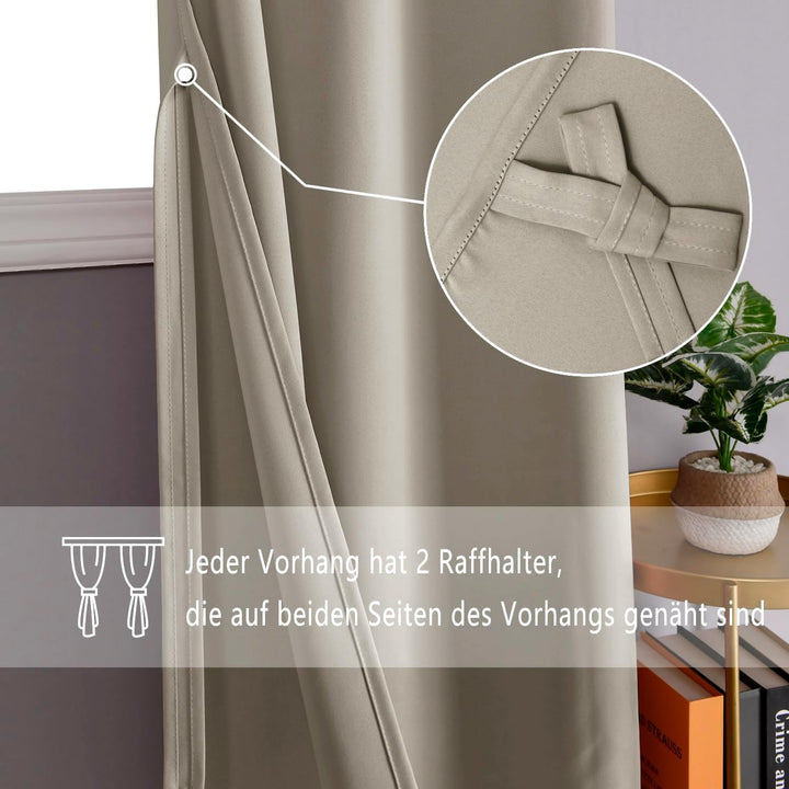 DWCN Vorhang Blickdicht Verdunkelungsgardinen mit Ösen 2 Stücke Thermogardine für Wohnzimmer,Schlafz