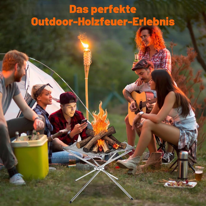 42cm Tragbare Outdoor Feuerstelle mit Tragetasche, 304 Edelstahl Mesh Aussenbereich Feuer Pit Mat, F