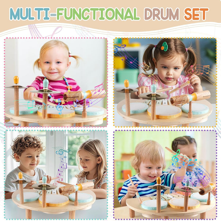 Schlagzeugset für Kinder – Musikinstrumente für Kleinkinder von 1–3 Jahren, pädagogisches Musikspiel