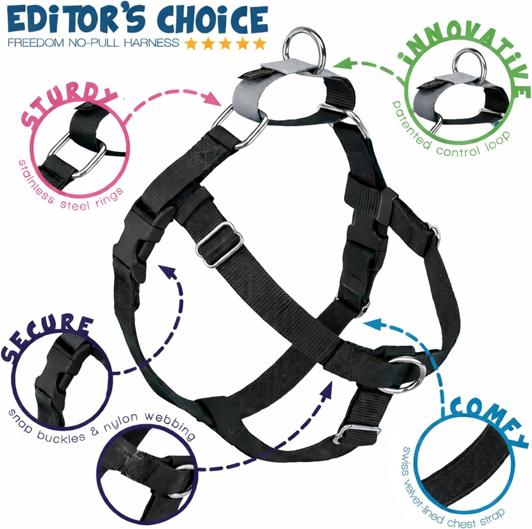 2 Hounds Design 859131002199 No-Pull Dog Harness with LeashLarge (1zoll Wide) LBlack, Black