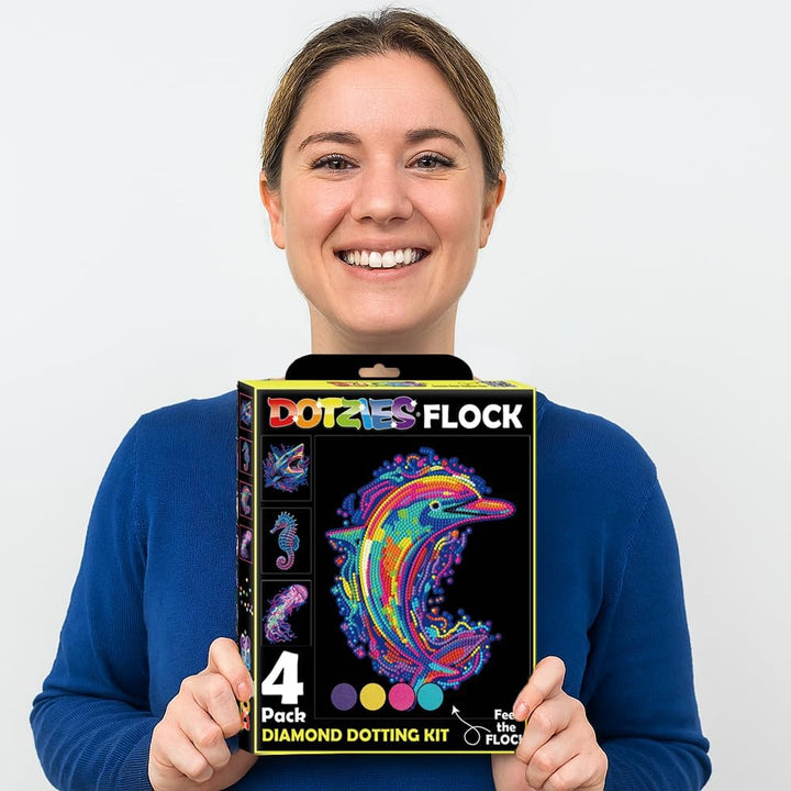 DIAMOND DOTZ DOTZIES 2594445 Original 5D Diamond Painting Set, Neon Meerestiere, 4 bunte Diamant-Bil