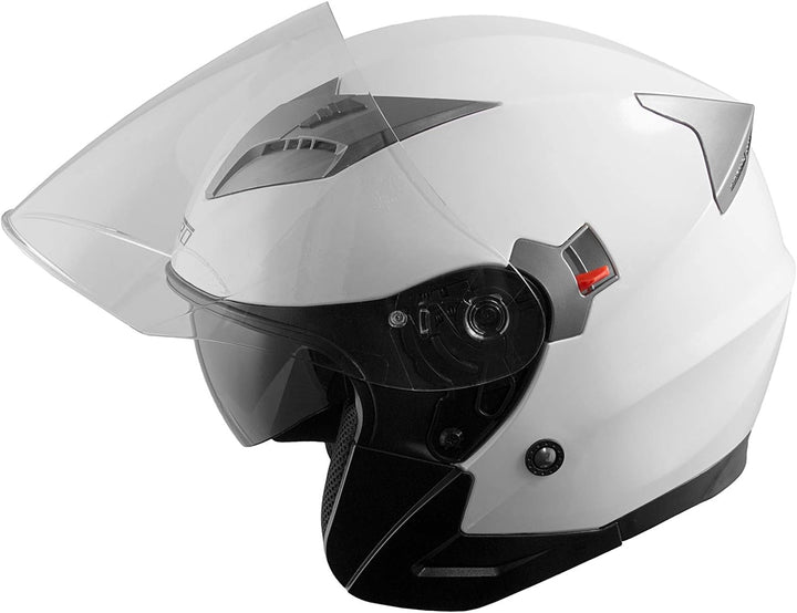 Motorradhelm Helm Sturzhelm Jethelm Roller Innensonnenblende Visier 61-62 cm (XL) Weiss, 61-62 cm (X