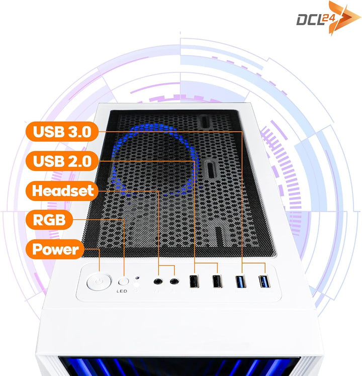 dcl24 AMD Gamer PC Ryzen 5 7500X3D, RTX5050 8GB - 500GB SSD, 16GB DDR5, Gaming Computer mit 6x4.5 GH