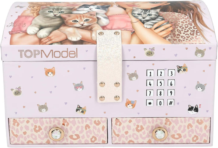 Depesche 13578 TOPModel Cat Love - Schmuckkästchen in Lila, mit Model Motiv und Katzen Muster, Schmu