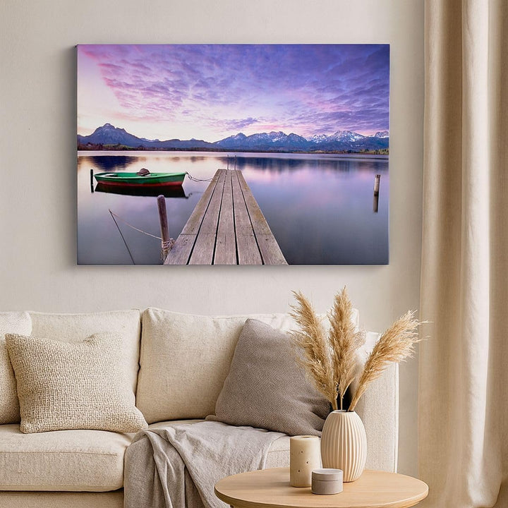 Bilder auf Leinwand 100x70cm Leinwandbild mit Rahmen See Berge Wasser Gross Wanddeko Bild Schlafzimm
