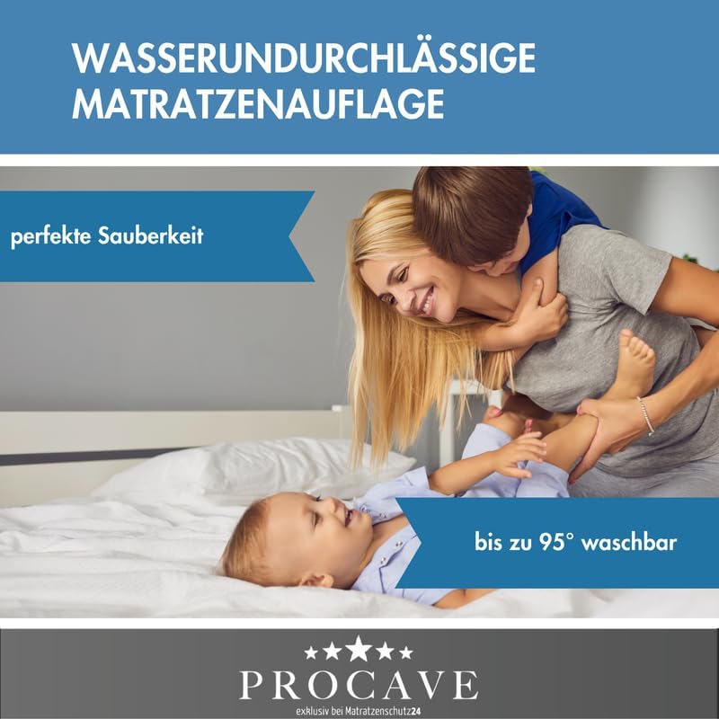 PROCAVE wasserdichter Matratzenbezug in blau. atmungsaktiv und abwischbar 100x200 cm für Matratzen-H