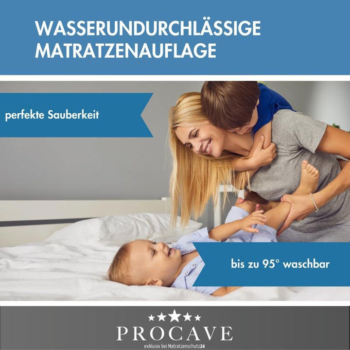 PROCAVE wasserdichter Matratzenbezug in blau. atmungsaktiv und abwischbar 180x220 cm für Matratzen-H
