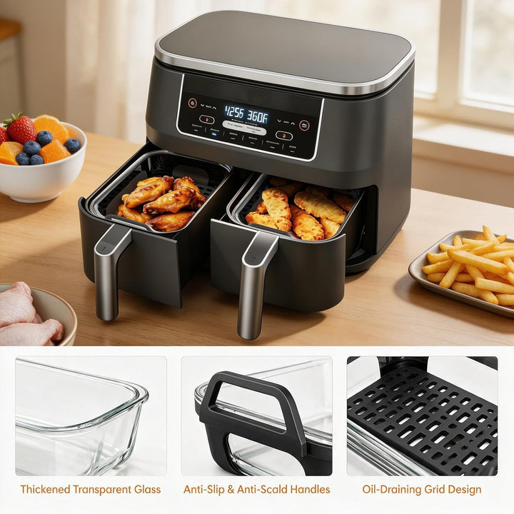 Glas Auflaufform für Ninja AF400EU AF500EU, Airfryer Zubehör mit Deckel