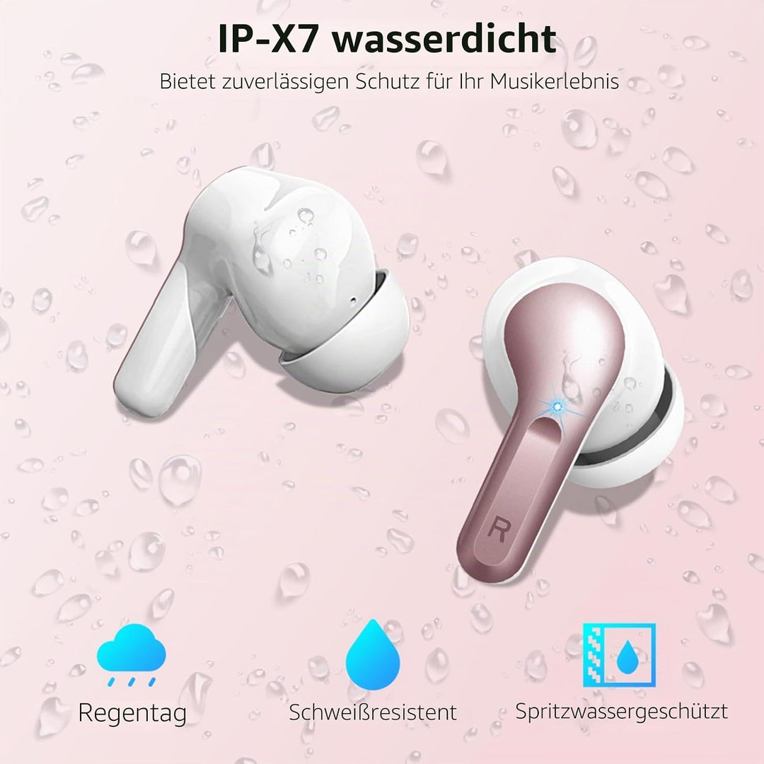 Ordtop Kopfhörer Kabellos Bluetooth, Stereo Tiefer Bass Wireless Earbud, ENC Noise Cancelling Mic, U