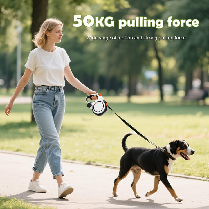 Einziehbare Hundeleine 8m, 360° Anti Verwicklungs Design, Rollleine mit Beissschutz und Kotbeutelspe