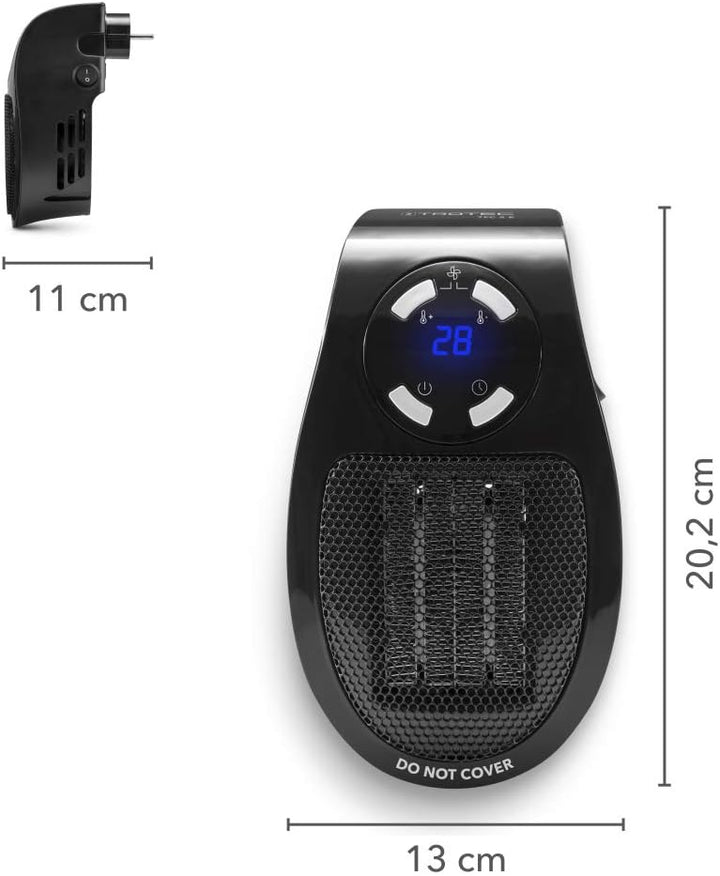 TROTEC Steckdosen Heizlüfter TFC 2 E – Heizleistung 500 W – mini Keramik Heizung, für Räume bis 10 m