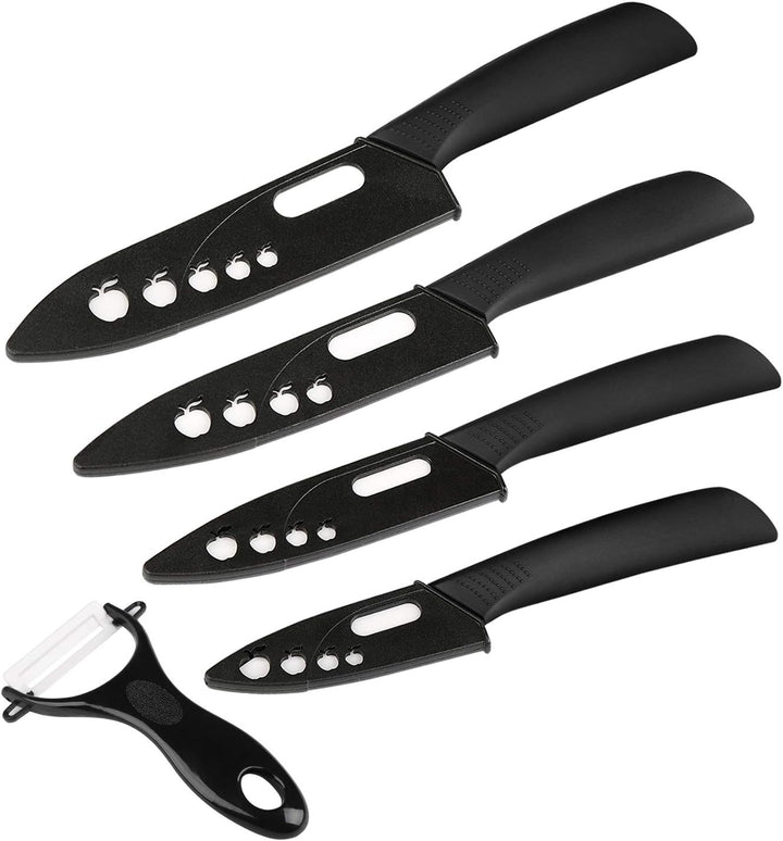 Ballery keramikmesser, Keramikmesser Set mit Schutzhülle, Küchenmesser Set mit 4-teilig Messer und 1