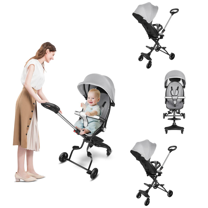 Faltbarer Kinderwagen für Babys, tragbarer Kinderwagen, leicht, für Kleinkinder, mit Gürtel und Fuss