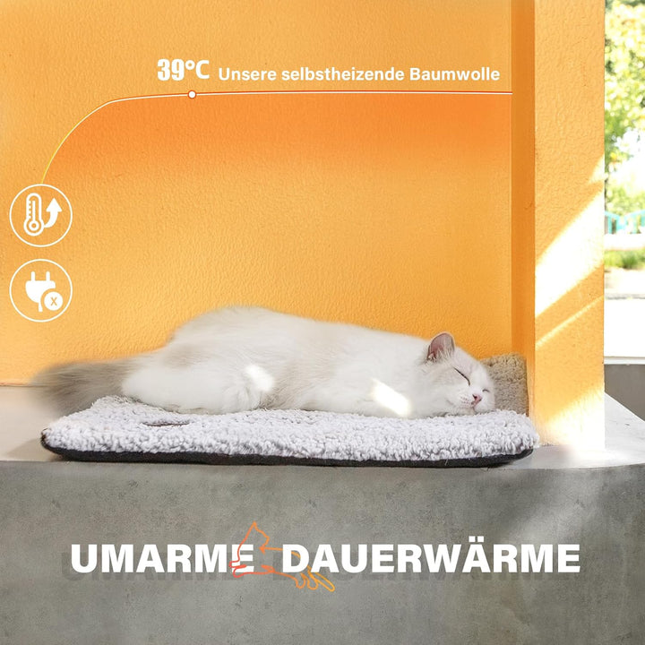 Mora Pets Katzen Fensterliege Katzenbett Fensterbank rutschfest, Selbstheizende Katzendecke für Fens