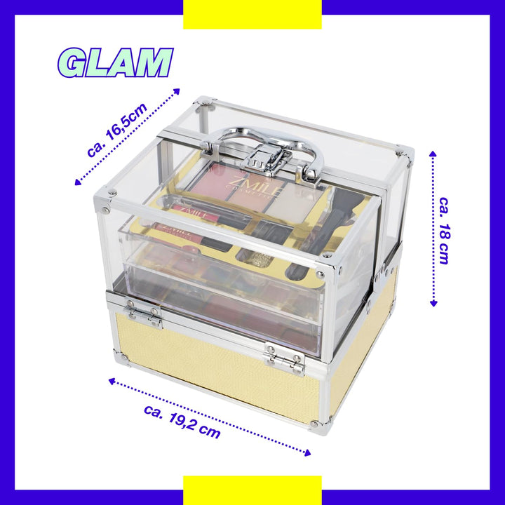 ZMILE COSMETICS Glam transparenter Kosmetikkoffer vegane Kosmetik mit Schminke - Make Up Set für unt