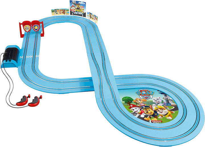Carrera - 20063035 - FIRST PAW PATROL On the Double 2,4m Rennstrecken-Set | 2 ferngesteuerte Fahrzeu