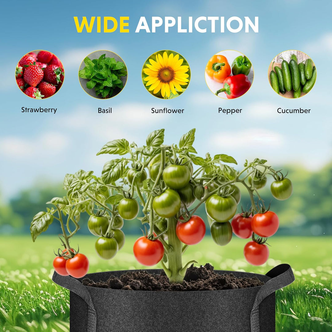 iPower 15L 5er-Pack Grow Bags Stoff Belüftungstöpfe Behälter mit Riemengriffen für Kindergarten und