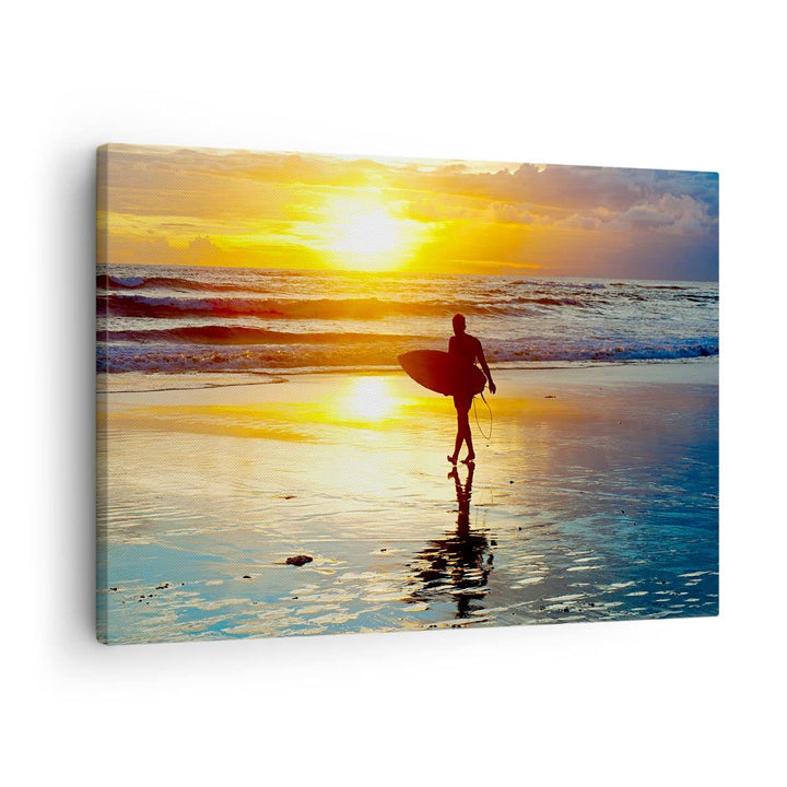 Bilder auf Leinwand Surfer sonnenuntergang ozean brett Leinwandbild 70x50cm Wandbilder Dekoration Wo