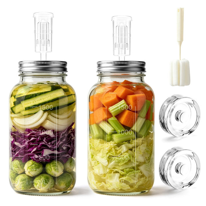 2L Fermentierglas mit Gewicht & Gärventil, 2er Fermentationsglas mit Fermentiergewichte, Fermentiere