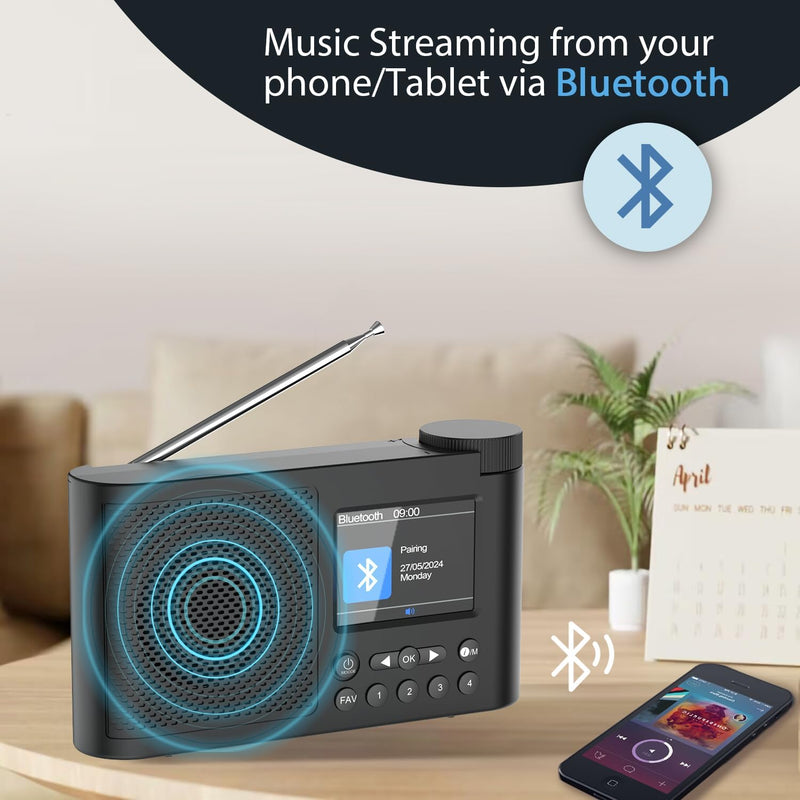 DAB Radio mit Bluetooth, Monodeal DAB Plus Radio mit 3" Zoll TFT Display, Zwei Wecker mit Schlummerf