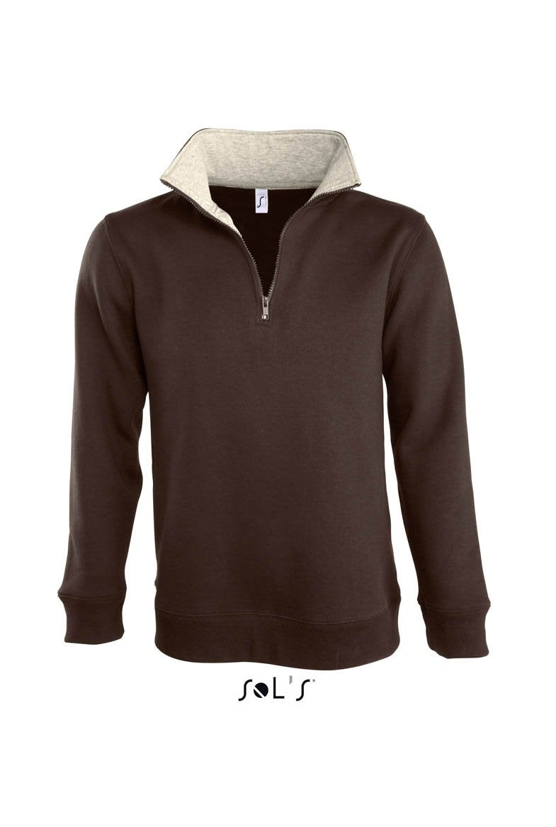 Sols - Scott - Herren Sweatshirt (1/4 Zip) , Chocolate , L