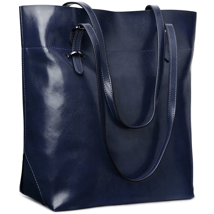 S-ZONE Damen Echtleder Tasche Shopper Gross Tote Handtasche Henkeltasche (D-knallblau) Königsblau, K