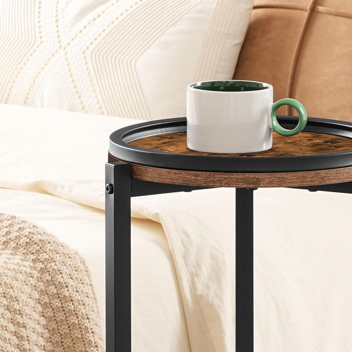 HOOBRO Beistelltisch, Kleiner Tisch, 2-stufiger runder Couchtisch, Sofatisch, Getränketisch, für kle
