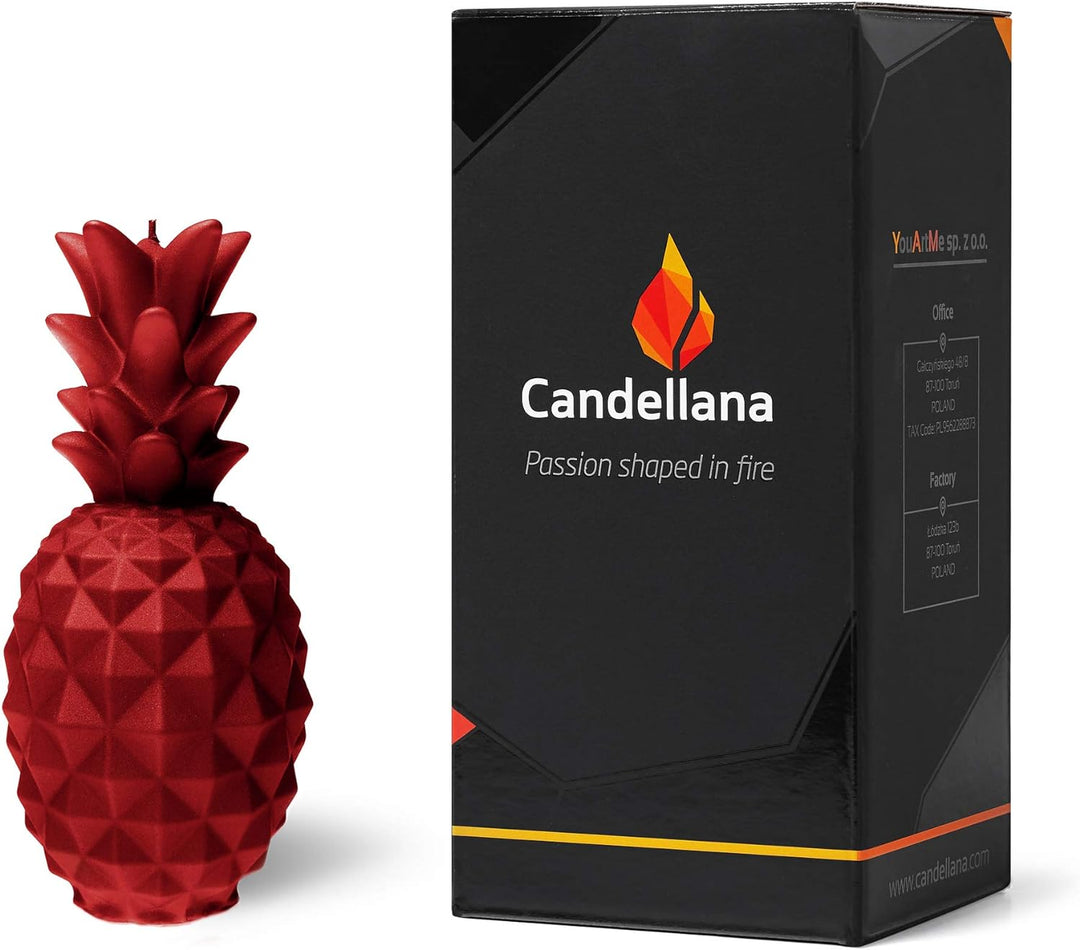 Candellana Ananas Paraffinkerze 100x100x210 mm - Rot Kerze Dekorativ - Kerzen Aesthetic 3D - Candles