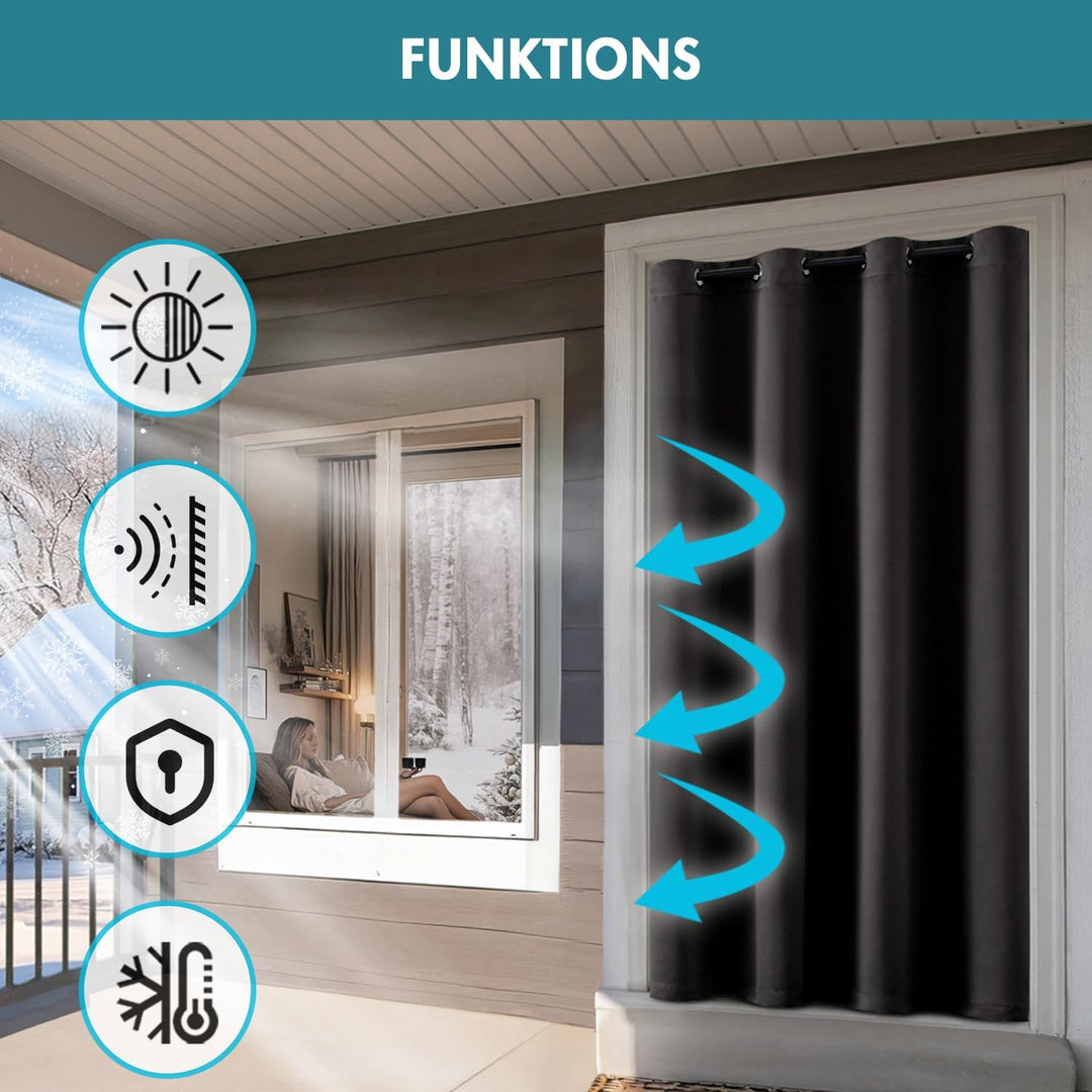 MIULEE Vorhänge Doppellagige Thermovorhang Gegen Kälte und Hitze, 1 Stück Dicker Thermovorhang Kälte