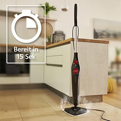 Vileda Steam PLUS Dampfreiniger mit Microfaser-Bezug und PowerPad, hygienische Bodenreinigung, entfe