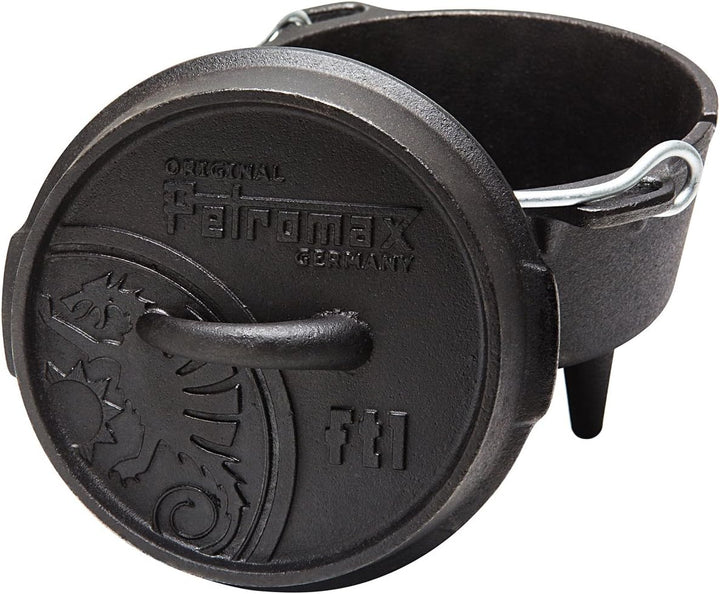 Feuertopf ft1 aus Gusseisen in schwarz Deckel auch als Pfanne nutzbar • Dutch Oven Schmortopf Grill
