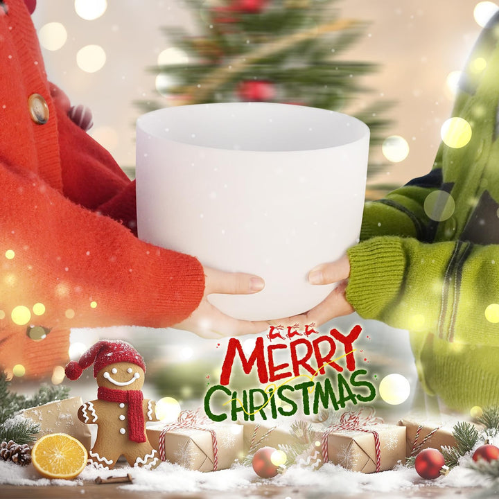 KVKA 528hz Klangschalen, 8 inch C note White Crystal Singing Bowl Chakra Singing Bowl for Sound Heal