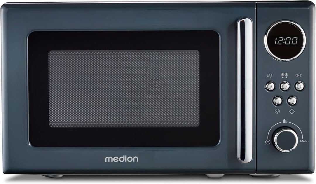 MEDION Retro Mikrowelle klein (20 Liter, ca. 800 Watt, 5 Mikrowellenstufen, 8 Automatikprogramme, Di