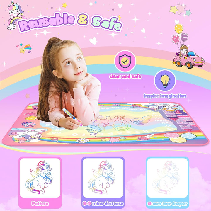 Einhorn Aqua Wasser Matte Doodle, Spielzeug ab 1 2 3 4 5 6 Jahre Mädchen Geschenk 1-6 Jahre Einhorn
