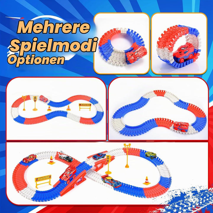 251 PCS Spider Spielzeug Rennbahn Auto, Spielzeug ab 3 4 5 6 Jahre Autorennbahn für Kinder Geschenk