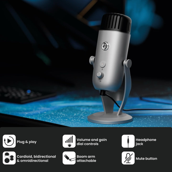 Arozzi Colonna Professional USB Condenser Microphone for PC, Mac, Gaming, Recording, Streaming, Podc