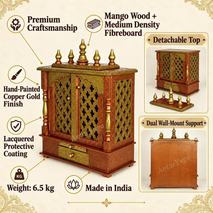 Home and Bazaar Rajasthani Holztempel/Mandir/Pooja Ghar/Mandapam