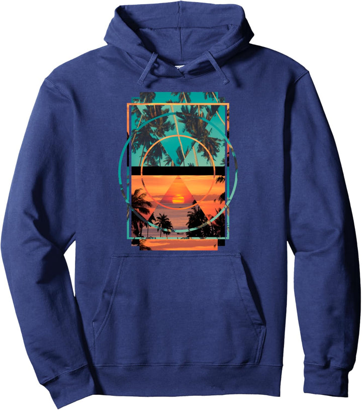 Geometric Palms Ocean Sunset Streetwear Pullover Hoodie