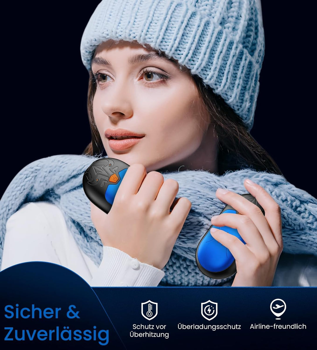 Handwärmer Wiederaufladbar 8000mAh, 2 Pack Handwärmer Elektrische mit 24 Stunden Wärme, Tragbarer Ta
