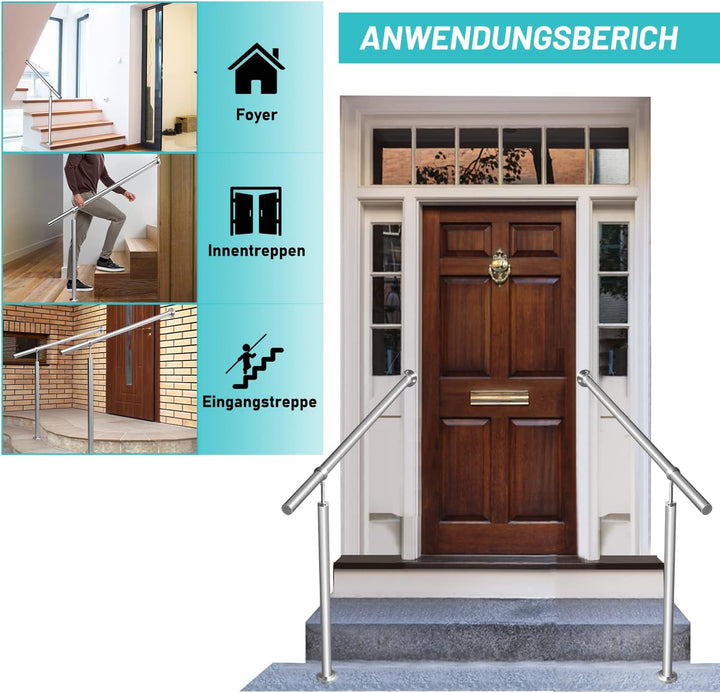 Randaco Eingangsgeländer Edelstahl Handlauf Treppengeländer Geländer Seitliche Montage Winkel Einste