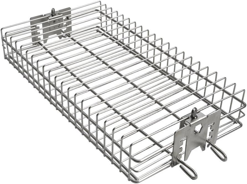 Onlyfire Edelstahl flach Grill Korb passt 12mm & 10mm Sechseck, 10mm & 8mm Vierkeck DrehSpiess Stang