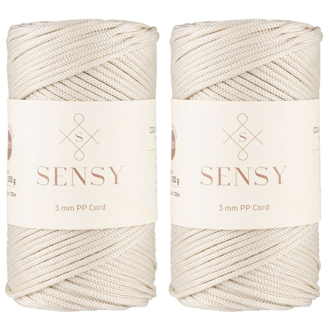 Sensy Premium 3 mm 120 Meter Polyester-Seil, 100% Polypropylen-Kordel, Makramee-Kordel, 3 mm Häkelta
